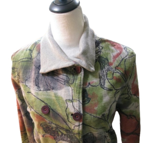 Desigual Abstract Floral Button Front Blazer Size Large - Picture 8 of 9